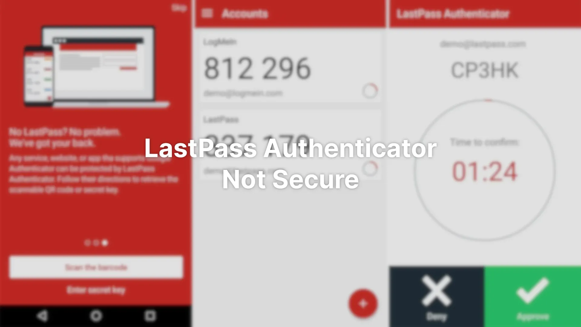Screenshots of the LastPass Authenticator app
